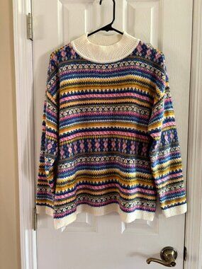 Talbots Patterned Mock Neck Sweater